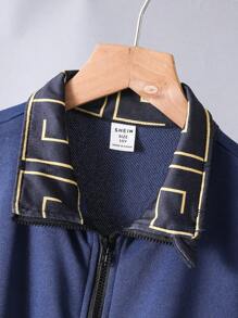 SHEIN Leap Crew 3 件套青少年男孩休闲斋月背心、短袖衬衫和裤子 - 黑色 - 查看 5