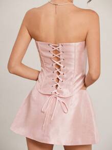 Aveloria Rosie 性感俏皮粉色抹胸上衣和紧身迷你裙 2 件/套 女士 - 粉色 - 查看 2