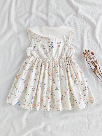 Vintaside Kids Đầm không tay họa tiết hoa giản dị cho bé gái