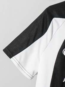 SHEIN Little Byeori 青少年男孩短袖运动上衣和短裤套装