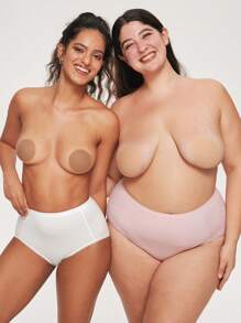 LUVLETTE Plus Reusable Not Sticky Self-Adhesive No-Show Silicone Nipple Covers-Non-Adhesive-Almond - Almond - View 12