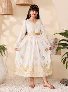 时尚优雅奢华少女连衣裙，适合节日、夏季、旅行 - 白色 - 查看 1