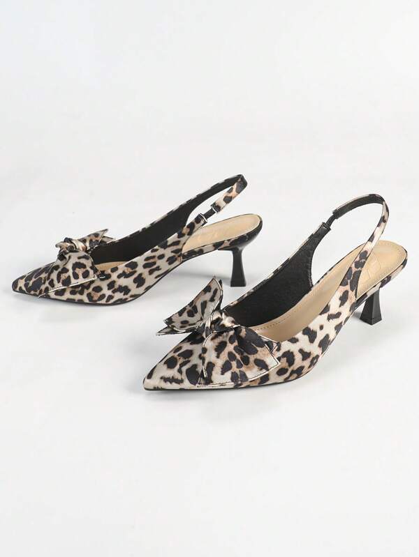 CUCCOO CHICEST Escarpins à talons hauts avec décoration de nœud à imprimé léopard pour femmes