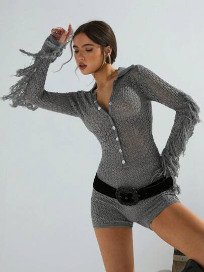 Athîral Minimalistyczny damski modny, swobodny, codzienny kombinezon dzianinowy