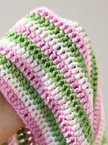 Skyraze 女士粉色和绿色条纹系带针织吊带背心 - 彩色 - 查看 6