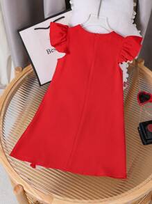 SHEIN Girls' Cute Heart Shaped Creative Original Fashionable Party Dress For Valentine's Day