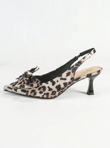 CUCCOO CHICEST Women's Fashion Leopard Print Bow Decor High Heel Pumps Spring Break Easter Prom Heels - Brown - View 2
