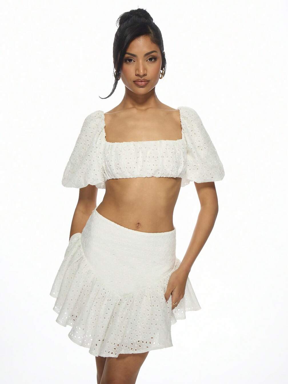 MISSGUIDED ミルクメイド クロップトップ フリル ミニスカート 