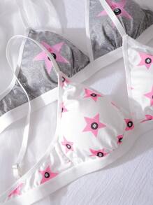 Ropa interior cómoda con estampado de estrellas, informal, para chicas adolescentes - Blanco - Ver 5