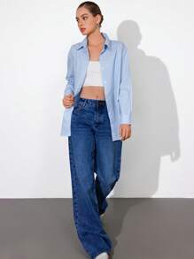 Aveloria Affinna Casual Loose Relaxed Oversized Splicing Striped Color Block Women Long Sleeve Shirt Fall Cloth For Women - Multicolor - View 6