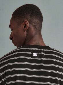 SUMWON Casual Oversized Striped T-Shirt Classic Monochrome Horizontal Pattern Short Sleeve Boxy Weekend Essential Urban Streetwear Daily Summer Spring Top - Black and White - View 6
