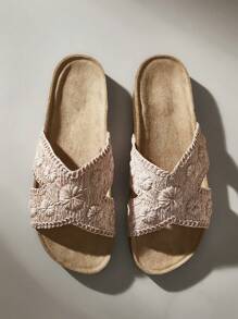 Solecia Sandalias planas de unicolor para mujeres, para uso casual diario