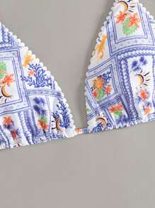 Swim Mod 女士花卉印花泳装比基尼上衣，适合夏季度假和海滩