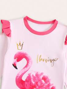 Young Girl New Fashion Patterned Swimwear Set - Pink - View 3