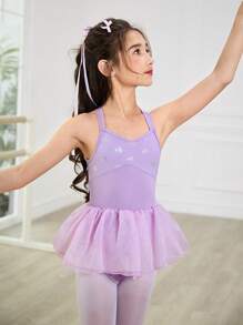 Váy múa ba lê Pettiskirt đính kim sa tím hình bướm cổ điển quyến rũ cho bé gái tuổi teen, váy múa ba lê tutu công chúa dễ thương, trang phục thể thao - Màu tím hoa cà - Xem 2