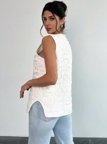 SHEIN Privé Blazer décontracté élégant et romantique à imprimé floral pour femmes, convient pour le trajet domicile-travail, les fêtes, les vacances, la rentrée, les rendez-vous, les mariages et les anniversaires - Blanc - Voir 5
