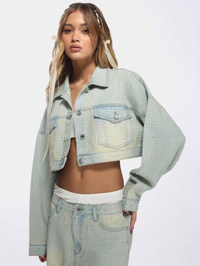Power Shoulder Trucker Jacket Retro Oversized Y2K Style