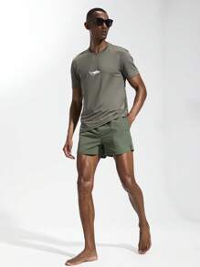 Manfinity Homme Camiseta de manga corta de surf con estampado simple de tiburón para hombre