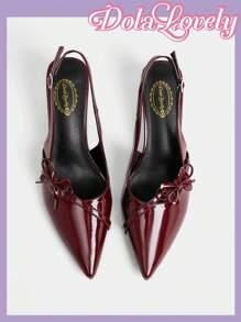 Dola Lovely Fashionable And Elegant Bow Decor Women High Heel Pumps Spring Shoes Spring Break Easter - Burgundy - View 4