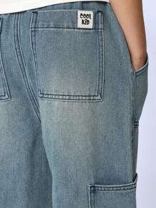 SUMWON Skateboard Champion Cargo Denim Jeans Wide Leg Relaxed Fit Streetwear Baggy Pants With Multiple Pockets Teen Urban Fashion Pants Fall Winter - Blue - View 8