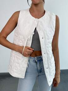 SHEIN Privé Blazer décontracté élégant et romantique à imprimé floral pour femmes, convient pour le trajet domicile-travail, les fêtes, les vacances, la rentrée, les rendez-vous, les mariages et les anniversaires - Blanc - Voir 2