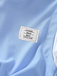 SHEIN Genkimix Kids 2Pcs Young Boy Summer Set, Top Is Hooded Short Sleeve T-Shirt In Light Blue Textured Waffle Knit Fabric, Paired With White Knit Colorblock Shorts, Sporty Style Suitable For Daily Wear, Vacation, Sport, School, Holidays Summer Holiday - Blue - View 4