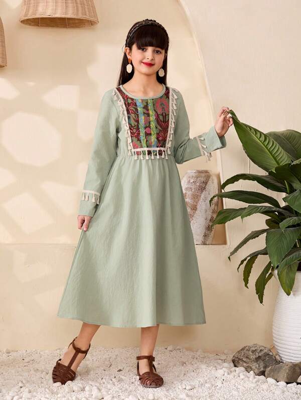 SHEIN Tween Girls Casual Festival Ramadan Dress