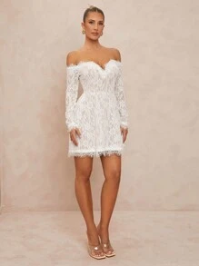 Lumalex Spring Wedding Season Banquet Coming Of Age Ceremony Summer Swimsuit Swimwear Swim Vacation Easter Beach Seaside High-End Women's Mini Dress For Wedding - White - View 6