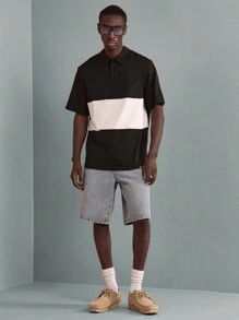 SUMWON Tricou polo premium colorblock, design clasic cu dungi, mânecă scurtă, croială confortabilă, respirabilă, vară, casual, atletic, golf, tenis, îmbrăcăminte de timp liber