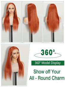 Ginger Wig Human Hair 13x4 Straight Ginger Orange Lace Front Wigs Human Hair Transparent Lace Frontal 350 Colored Human Hair Wig Pre Plucked With Baby Hair Halloween Costumes - S350 - View 4