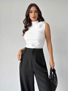 Firerie Body elegante, romántico y de moda para uso diario, con diseño sexy de tirantes, ajustado y con decoración floral 3D fruncida, adecuado para fiestas, fiestas navideñas, vacaciones, regreso a clases, citas románticas y bodas