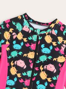 Tween Girls Latest Fashion Printed Splicing Swimwear Set - Multicolor - View 3