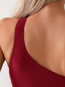 Swim Chiccia 女士夏季海滩度假扭纹镂空连体泳衣 - 酒紅色 - 查看 5