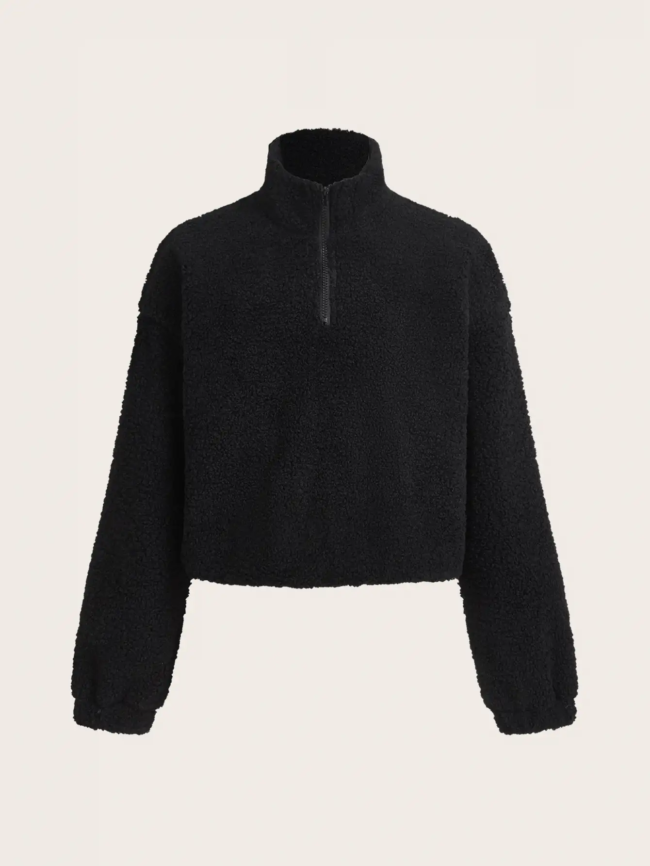 In My Nature 户外羊毛半拉链领纯色简约时尚休闲日常穿着 - 黑色 - 查看 2