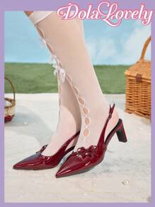 Dola Lovely Fashionable And Elegant Bow Decor Women High Heel Pumps Spring Shoes Spring Break Easter - Burgundy - View 9