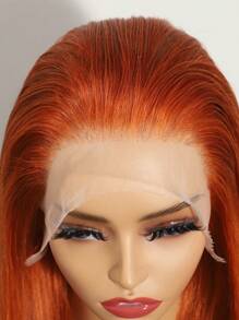 Ginger Wig Human Hair 13x4 Straight Ginger Orange Lace Front Wigs Human Hair Transparent Lace Frontal 350 Colored Human Hair Wig Pre Plucked With Baby Hair Halloween Costumes - S350 - View 5