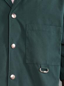 SUMWON Modern Streetwear Statement Boxy Button-Up Shirt With Lifestyle Message Print Oversized Casual Short Sleeve Contemporary Urban Fashion Summer Fall