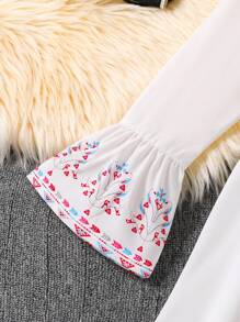 SHEIN Tween Girls' Resort Casual Geometric Print Flared Sleeve Dress,Holiday,Summer,Travel