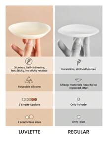 LUVLETTE Reusable Not Sticky Self-Adhesive No-Show Silicone Nipple Covers-Non-Adhesive-Light Beige