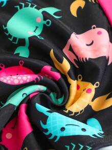 Tween Girls Latest Fashion Printed Splicing Swimwear Set - Multicolor - View 5