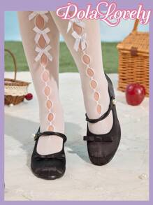 Dola Lovely 2024 New French Chunky Heel High Heels Women Spring Autumn Mary Jane Shoes, British Style Spring Break Easter - Black - View 8