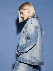 AiiRZ 超大卡车司机夹克复古风格宽松版型长袖纽扣前襟经典工作服街头服饰春秋外套 - 藍色 - 查看 5