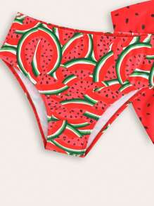 New Design Fashion Tween Girl Full Print 3pcs Swimwear Set - Multicolor - View 4