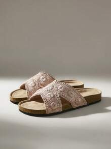 Solecia Sandalias planas de unicolor para mujeres, para uso casual diario