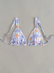 Swim Mod 女士花卉印花泳装比基尼上衣，适合夏季度假和海滩