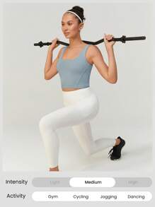 GLOWMODE Powersculpt™-Air 吸汗凉爽感觉高弹力 U 形后背圆领运动胸罩高强度健身跑步训练可拆卸罩杯 - 灰色 - 查看 6