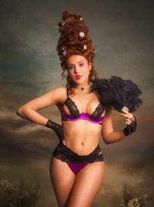 Lace Hollow-Out Contrast Color Sexy Lingerie Set For Women - Multicolor - View 7