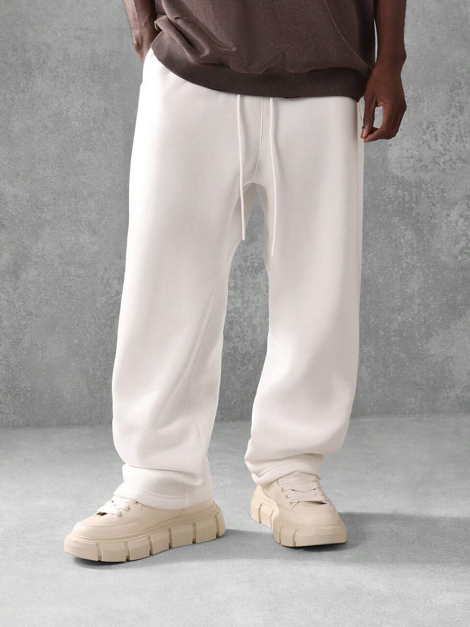 Comfortable Drop Crotch Jogger Sweatpants With Elastic Ankle Cuffs