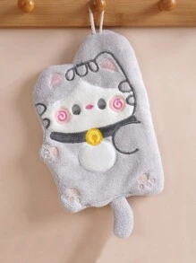1pc Cute Cartoon Cat Hanging Kitchen And Bathroom Towels, Towels, Children's Hand Wiping Cloth, Cloth Home Bathroom Decor Summer