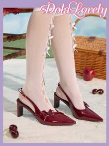 Dola Lovely Fashionable And Elegant Bow Decor Women High Heel Pumps Spring Shoes Spring Break Easter - Burgundy - View 1